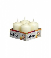 Pack of 4 small pillar candles 40mm dia x 60mm
